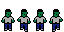 NES Zombie Walk (South): pixel-art character sprite sheet, 16x32 px, 4 frames (walk).