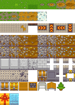Bomber Arena Floor and Wall Tileset: pixel-art tileset, 32x40 px tiles, 72 tiles.