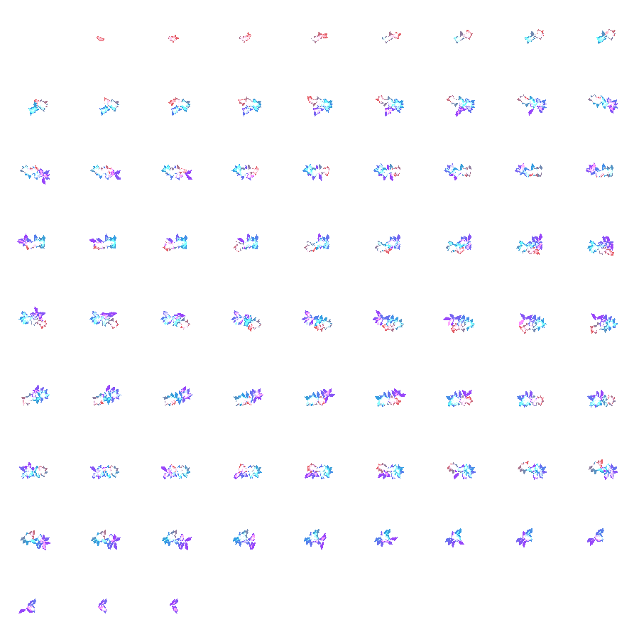 Magic Spell Effect: pixel-art effect sprite sheet, 100x100 px, 74 frames (play).