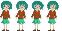 Tien Idle: pixel-art character sprite sheet, 50x100 px, 4 frames (idle).