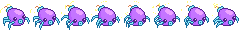 Purple Imp Hop: pixel-art character sprite sheet, 30x30 px, 8 frames (hop).