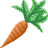 Carrot: pixel-art item sprite, 95x95 px.