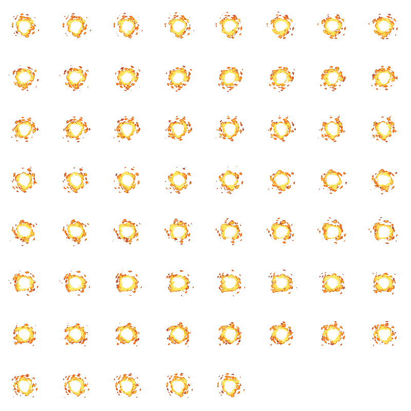 Sunburn Effect: pixel-art effect sprite sheet, 100x100 px, 61 frames (play).