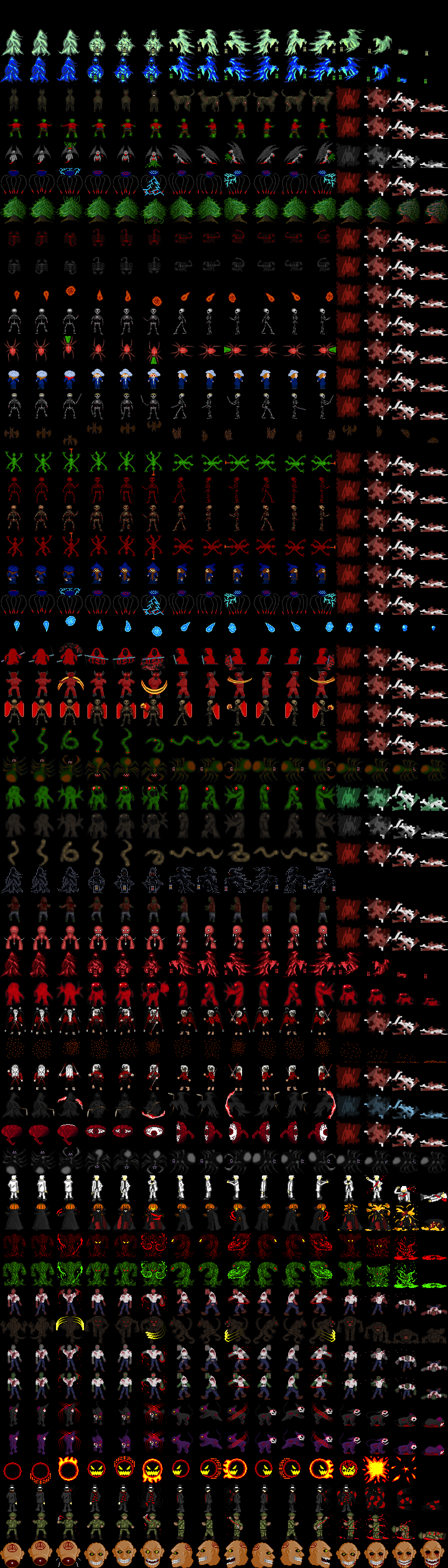 Roguelike Monster Atlas: pixel-art character sprite sheet, 48x48 px, 896 frames.