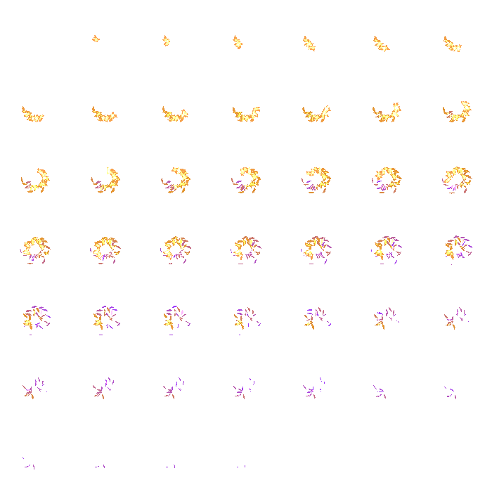 Flame Lash Effect: pixel-art effect sprite sheet, 100x100 px, 45 frames (play).