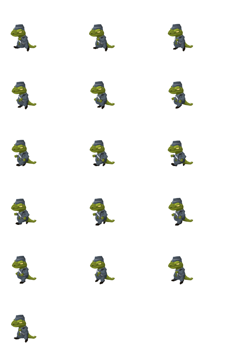Stone Golem Walk: hand-drawn character sprite sheet, 251x186 px, 16 frames (walk).