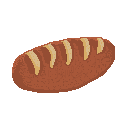 Bread Loaf: pixel-art item sprite, 128x128 px.