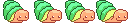Leaf Shell Snail: pixel-art character sprite sheet, 32x23 px, 4 frames (crawl).