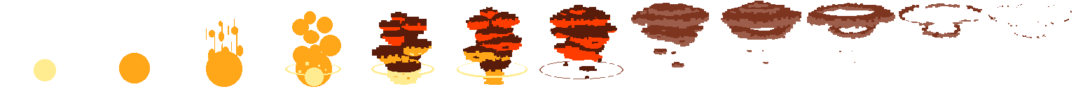 Pixel Explosion 4: pixel-art effect sprite sheet, 128x128 px, 12 frames (explode).