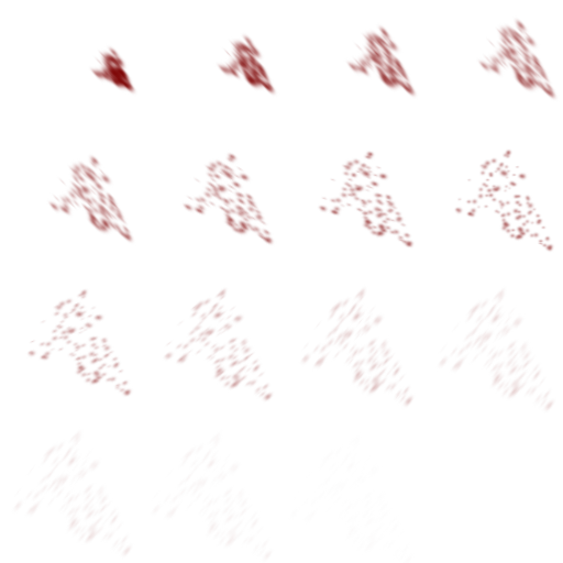 Blood Hit Splash: flat effect sprite sheet, 128x128 px, 15 frames (play).