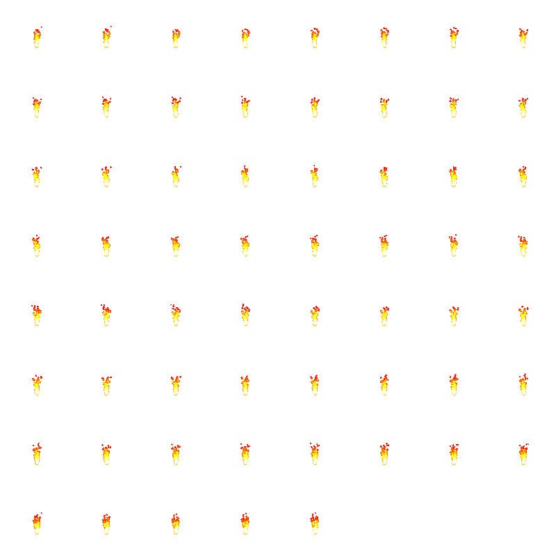 Bright Fire Effect: pixel-art effect sprite sheet, 100x100 px, 61 frames (play).