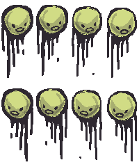 Dripping Gloober: pixel-art character sprite sheet, 50x120 px, 8 frames (idle).