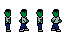 NES Zombie Walk (East): pixel-art character sprite sheet, 16x32 px, 4 frames (walk).