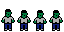 NES Zombie Idle (South): pixel-art character sprite sheet, 16x32 px, 4 frames (idle).
