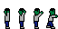 NES Zombie Attack (East): pixel-art character sprite sheet, 16x32 px, 4 frames (attack).