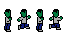 NES Zombie Run (East): pixel-art character sprite sheet, 16x32 px, 4 frames (run).